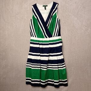 Lauren Ralph Lauren Striped Fit & Flare Dress (Women’s 8)